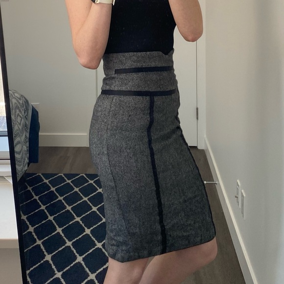 Bedo Wool Pencil skirt - size 4 - Grey and Black - High Waisted - Picture 2 of 4